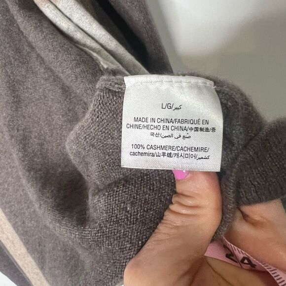 Charter Club Luxury Cashmere Sweater Long Cardigan Taupe Tan Gray Sz Large - Picture 4 of 8